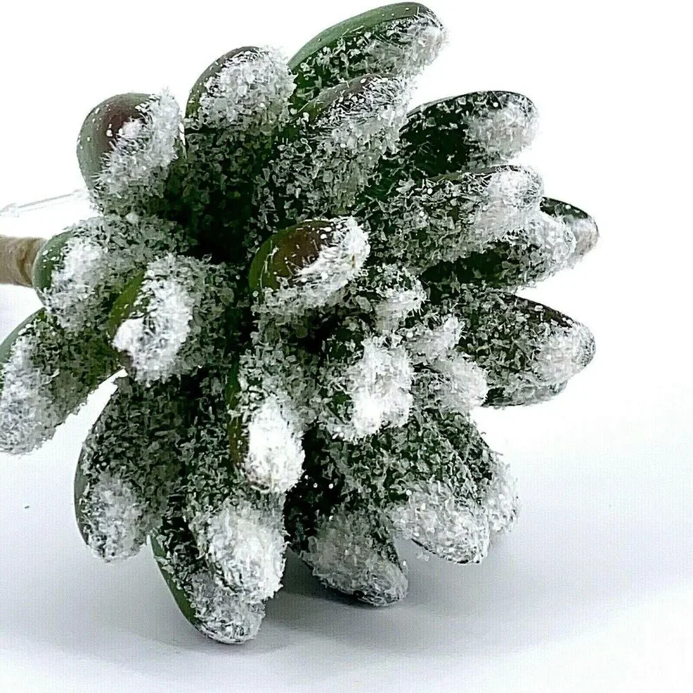 Craft Succulent Winter Frosted Glitter Snow Christmas Craft Plants 3.5″ Lot Of 3